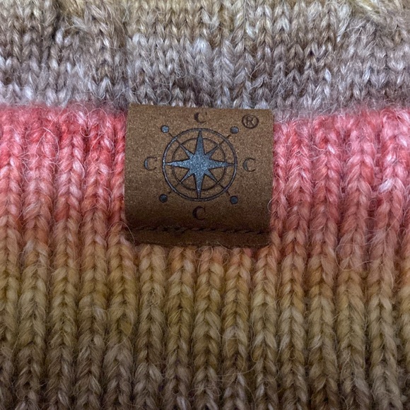 Cute Striped Multicolor Knit Beanie with Pom OS - Picture 2 of 5